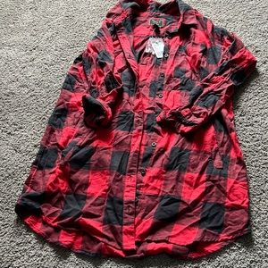 Brand new long sleeve button dress-shirt red/black